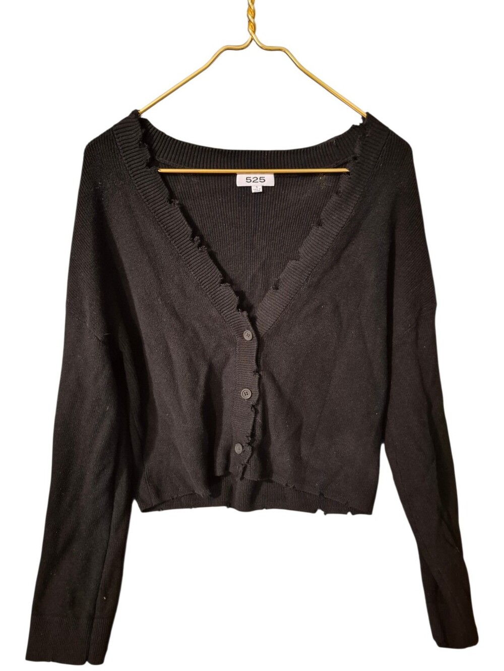 525 America Black Oversized Cotton Knit Cardigan - S. G50